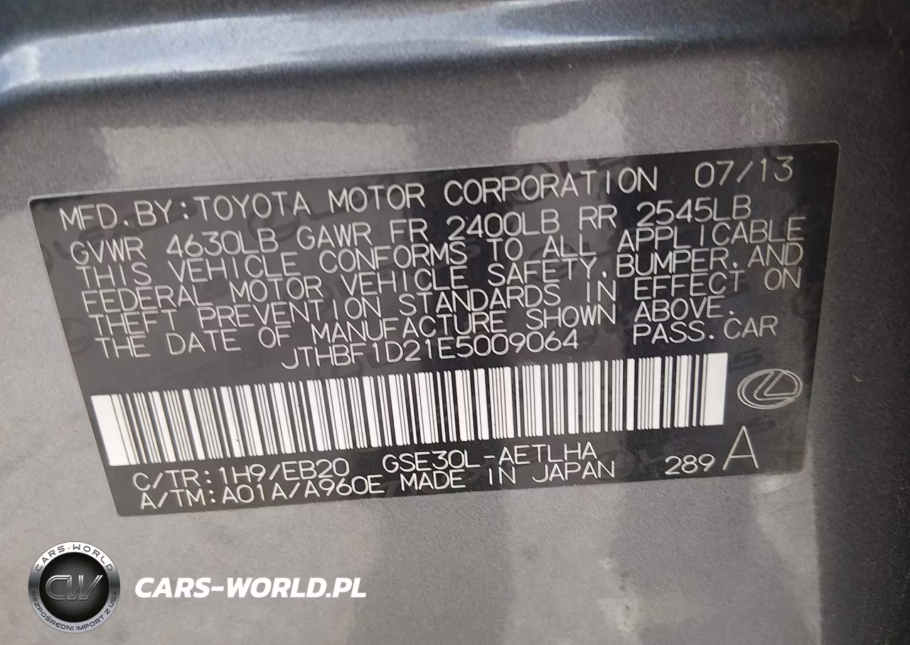 2014 Lexus Is 250 VIN:JTHBF1D21E5009064 - 9