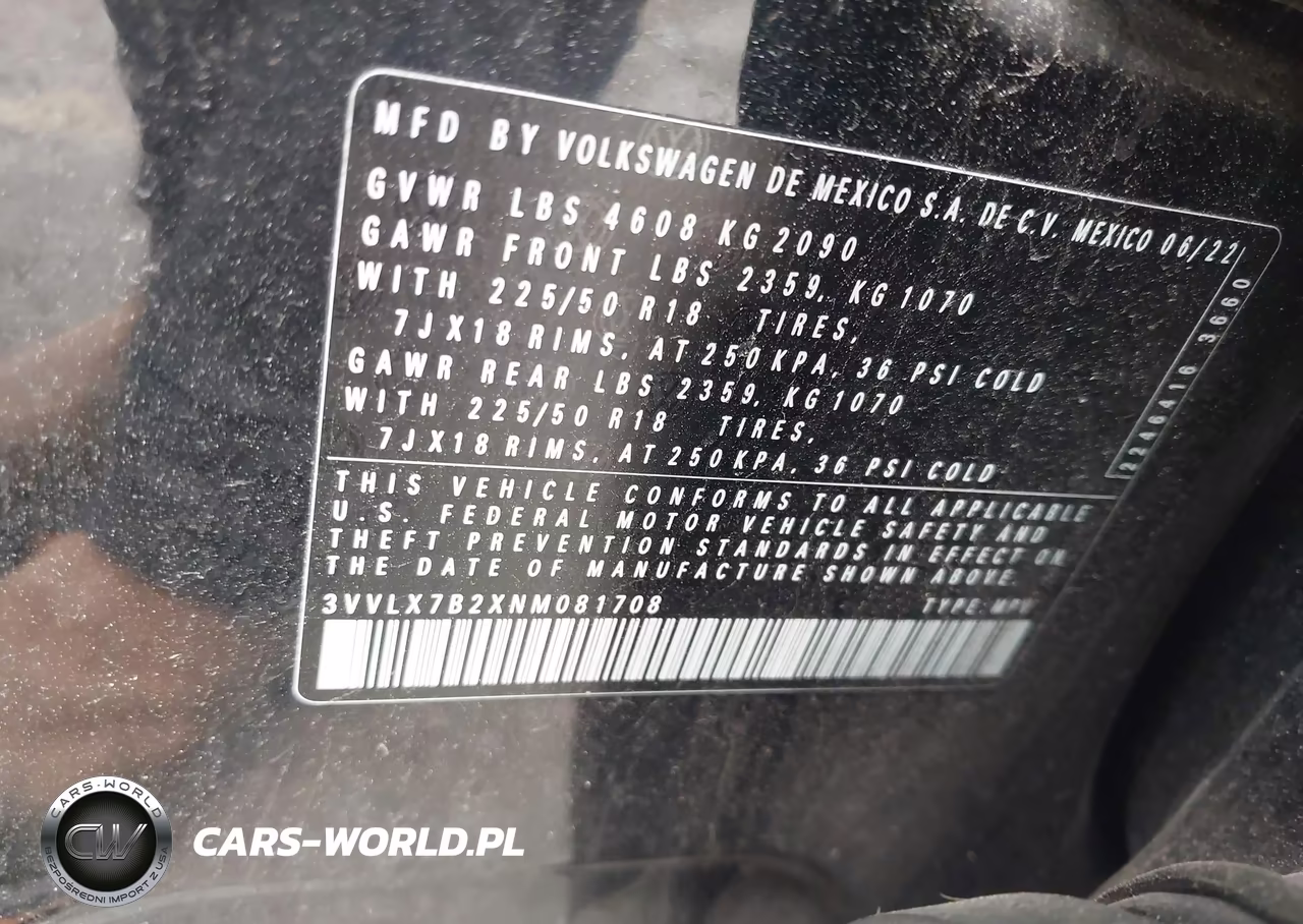 2022 Volkswagen Taos 1.5T Se VIN:3VVLX7B2XNM081708 - 9