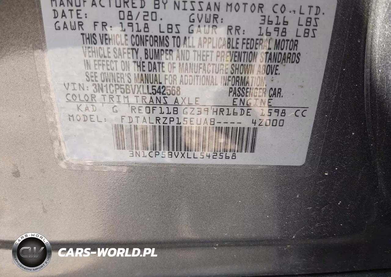 2020 Nissan Kicks S Xtronic Cvt VIN:3N1CP5BVXLL542568 - 9