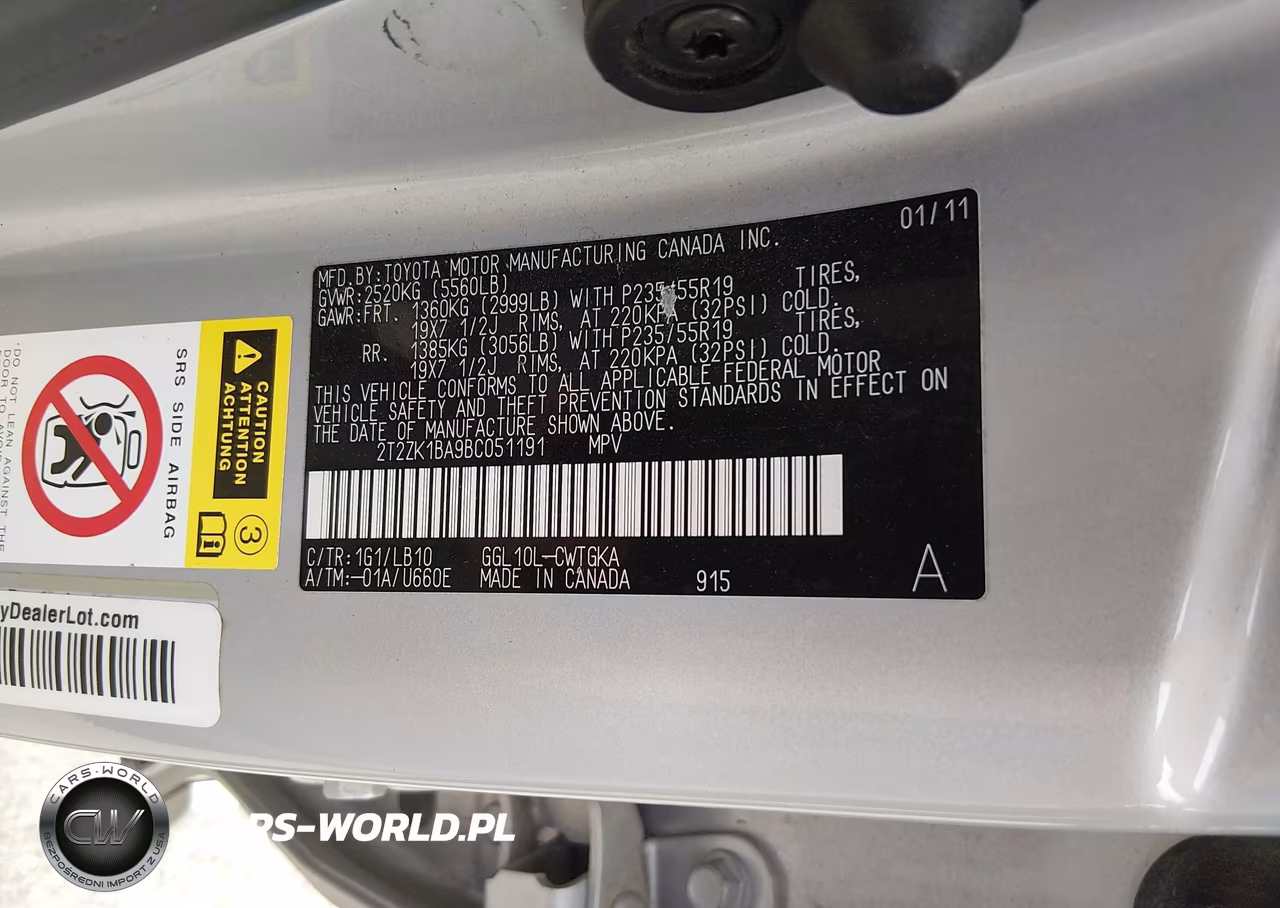 2011 Lexus Rx 350 VIN:2T2ZK1BA9BC051191 - 9