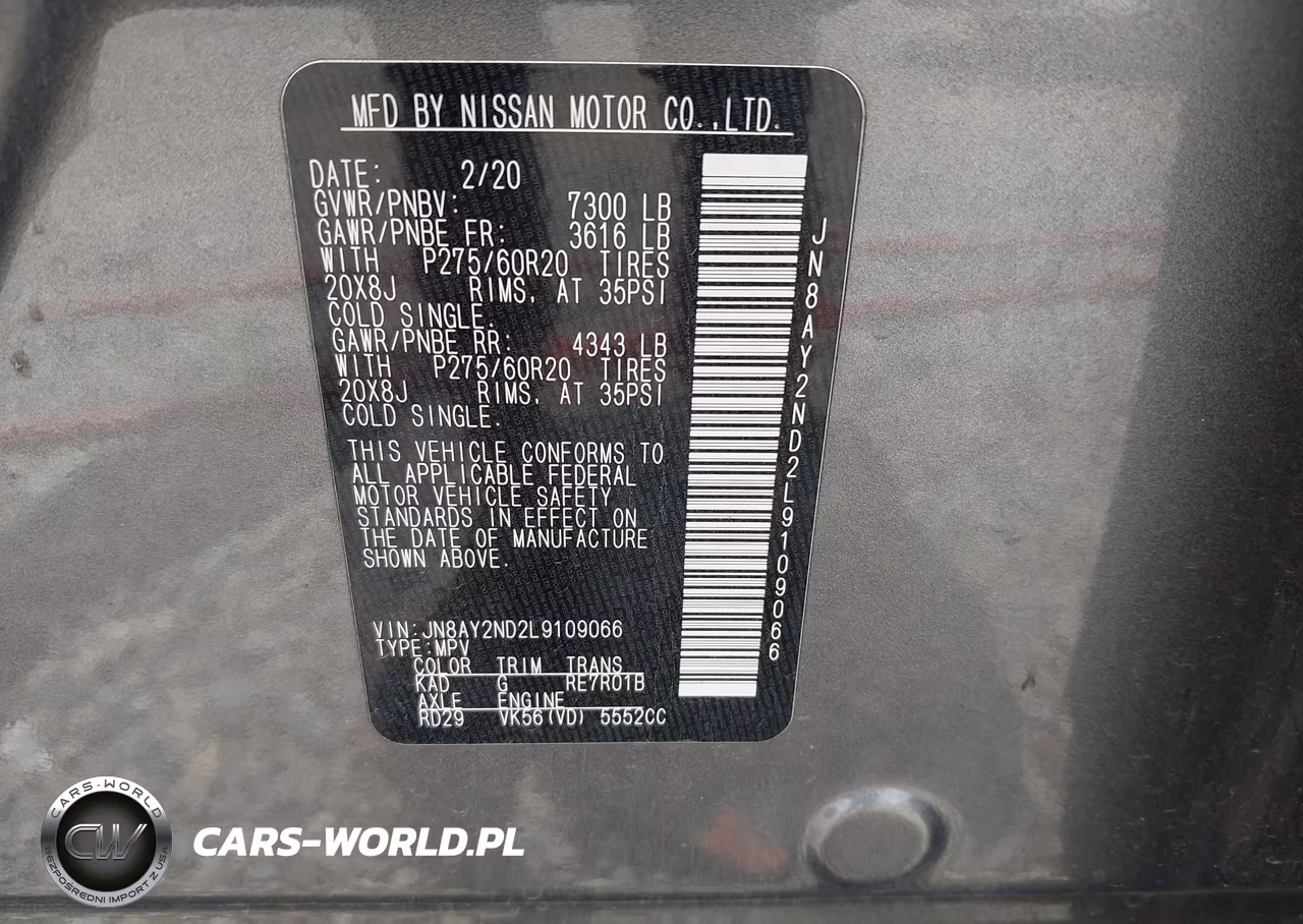 2020 Nissan Armada Sl 2Wd VIN:JN8AY2ND2L9109066 - 9