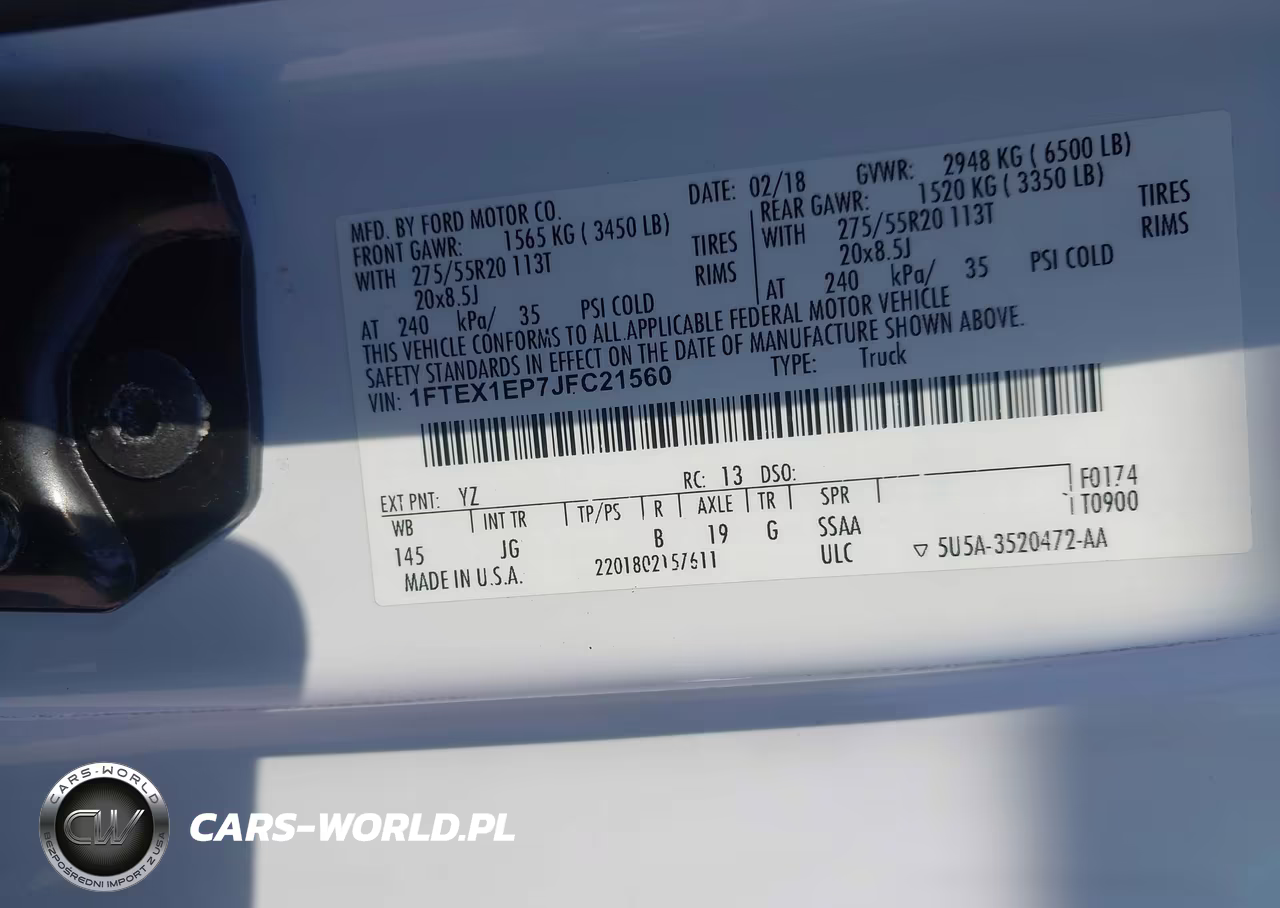 2018 Ford F-150 Xl VIN:1FTEX1EP7JFC21560 - 9