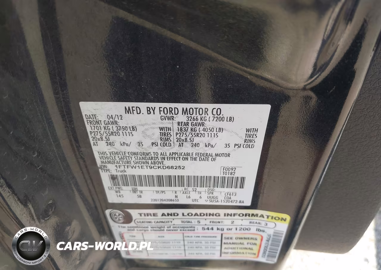 2012 Ford F-150 Fx4 VIN:1FTFW1ET9CKD68252 - 9