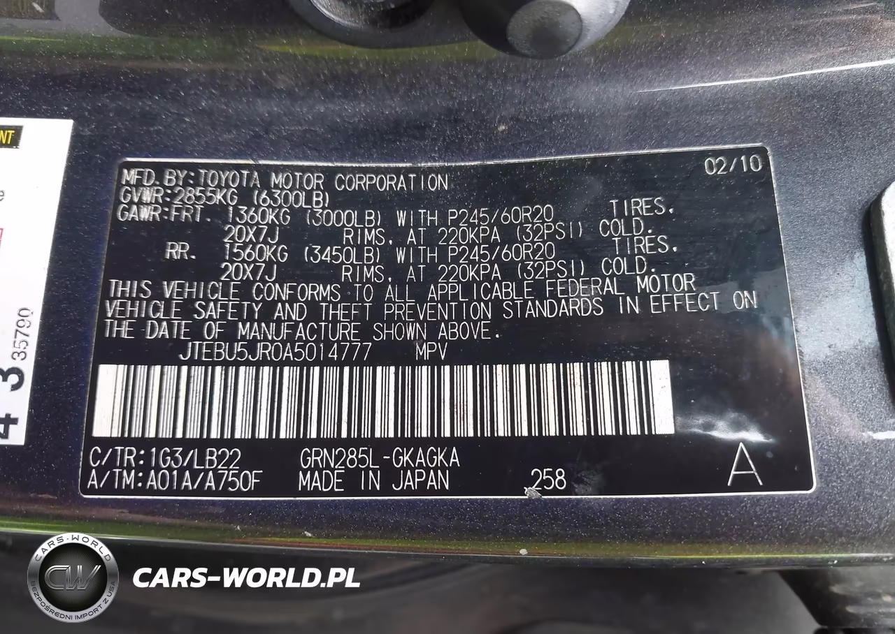 2010 Toyota 4Runner Limited V6 VIN:JTEBU5JR0A5014777 - 9