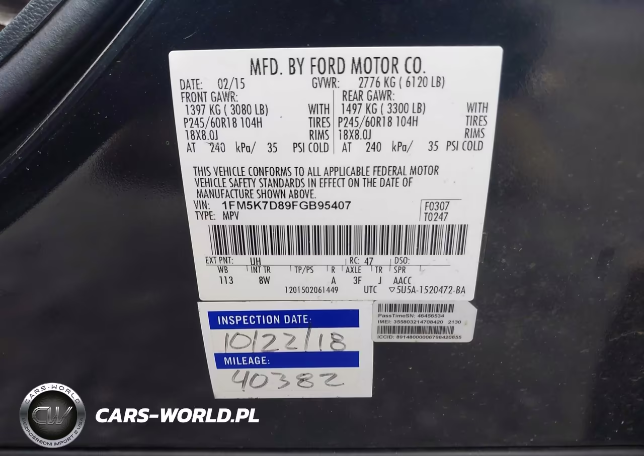 2015 Ford Explorer Xlt VIN:1FM5K7D89FGB95407 - 9