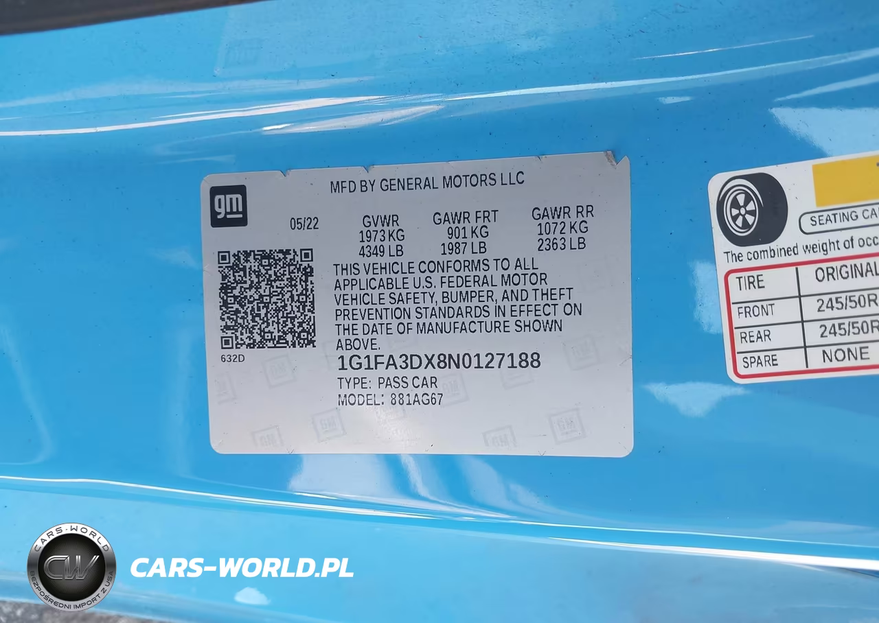 2022 Chevrolet Camaro Rwd 1Lt VIN:1G1FA3DX8N0127188 - 9