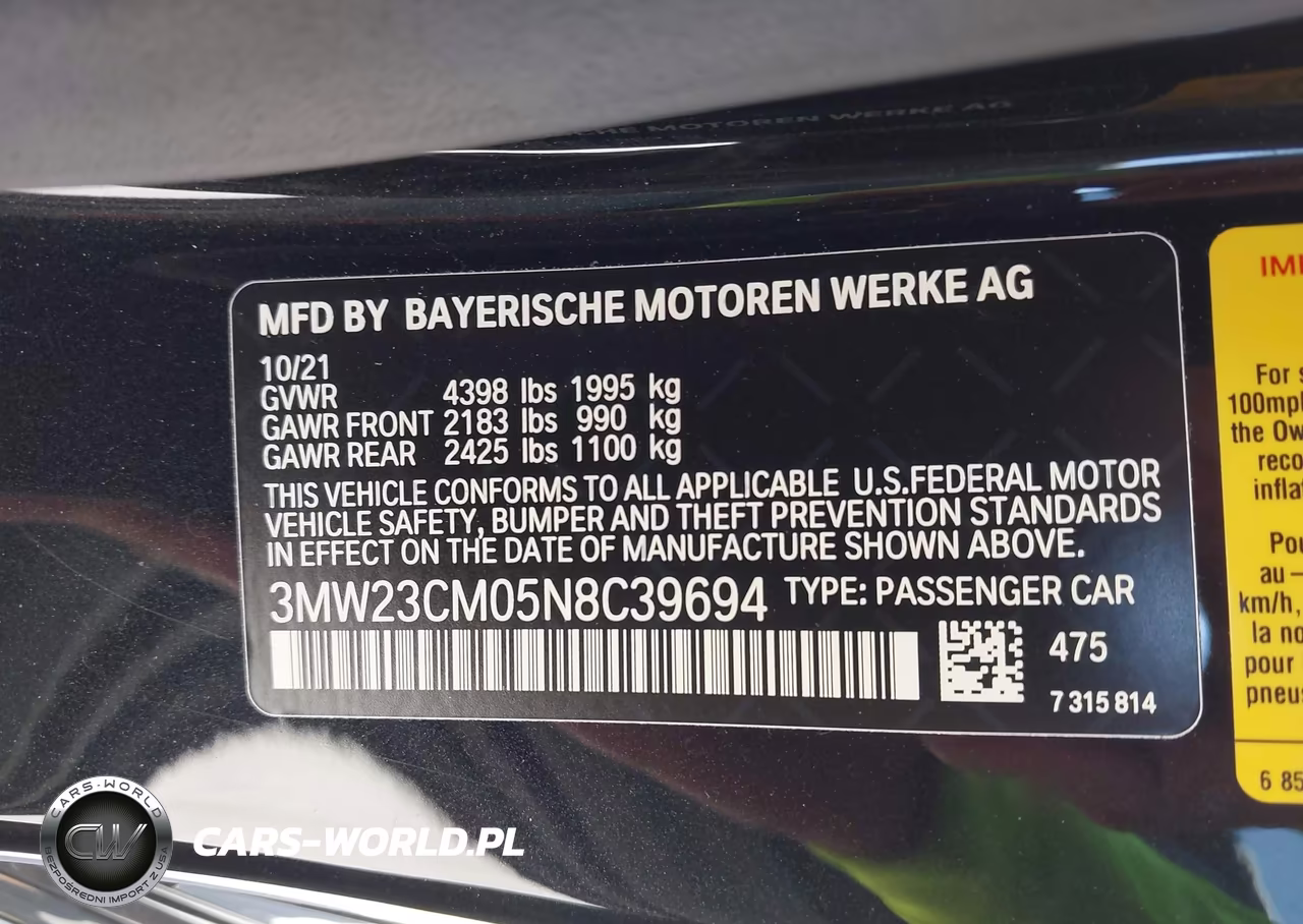 2022 BMW 230 I VIN:3MW23CM05N8C39694 - 9