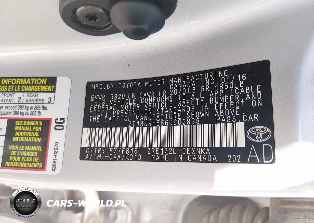 2016 Toyota Corolla Le VIN:2T1BURHE6GC602838 - 9