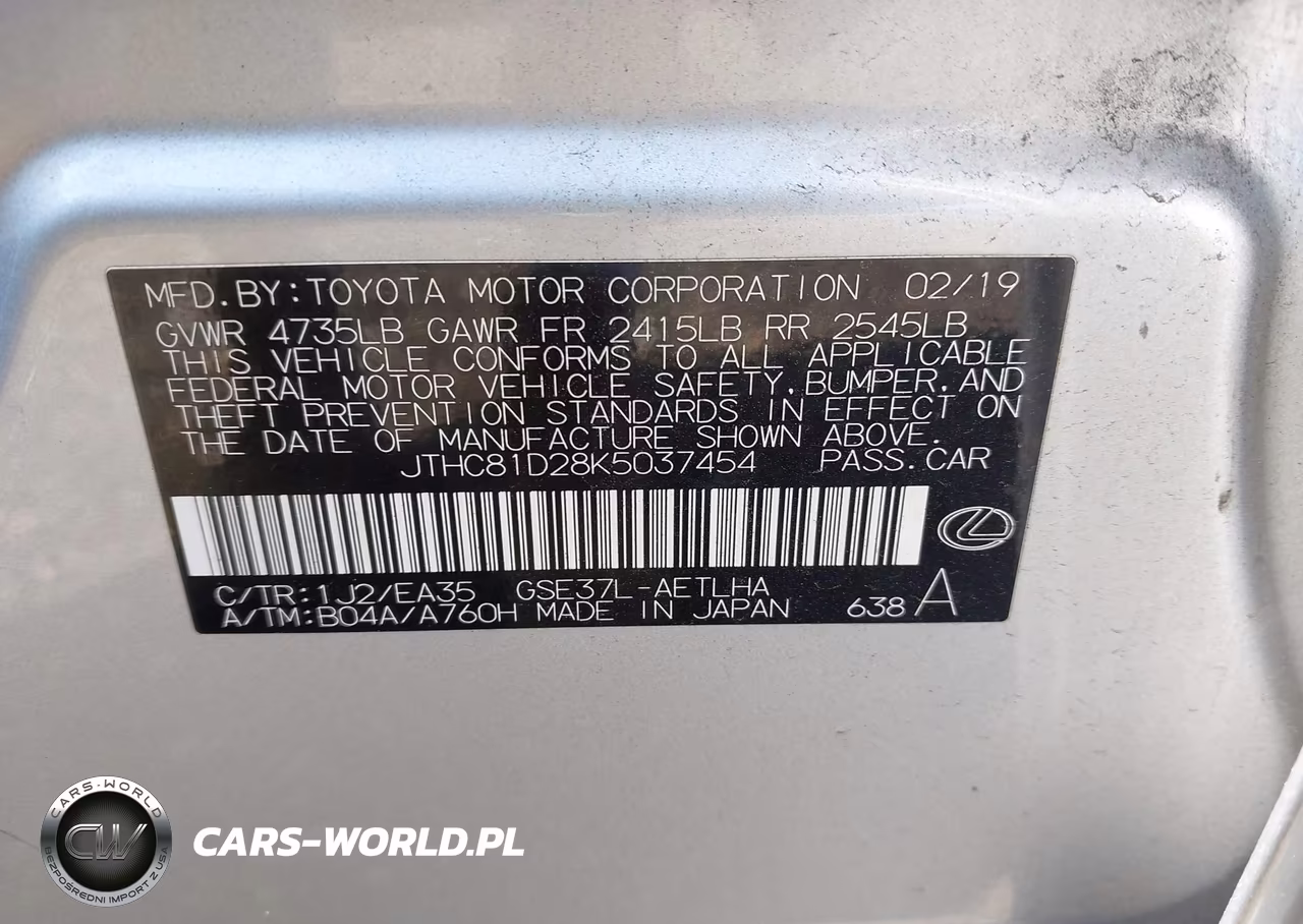 2019 Lexus Is 300 VIN:JTHC81D28K5037454 - 9