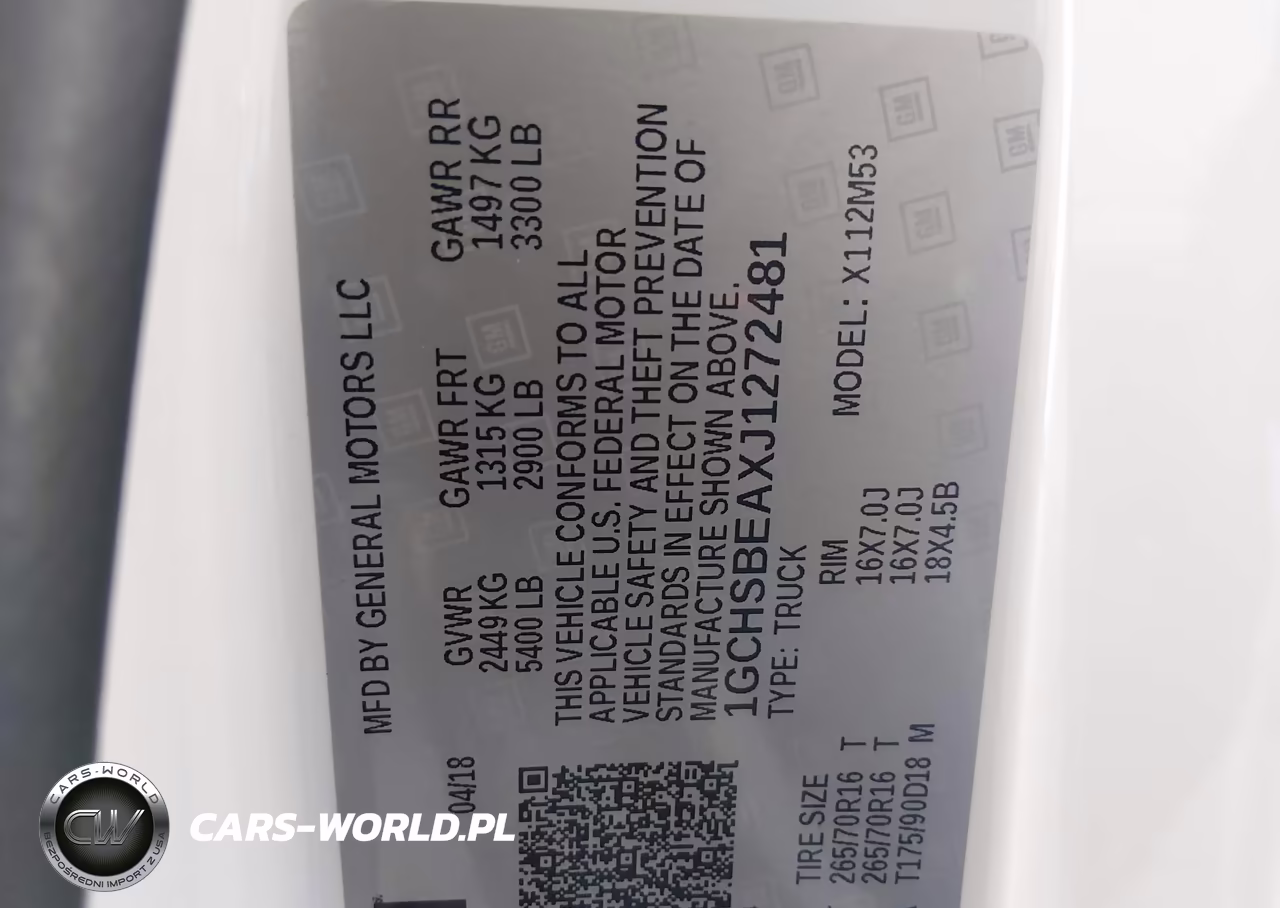 2018 Chevrolet Colorado Wt VIN:1GCHSBEAXJ1272481 - 9