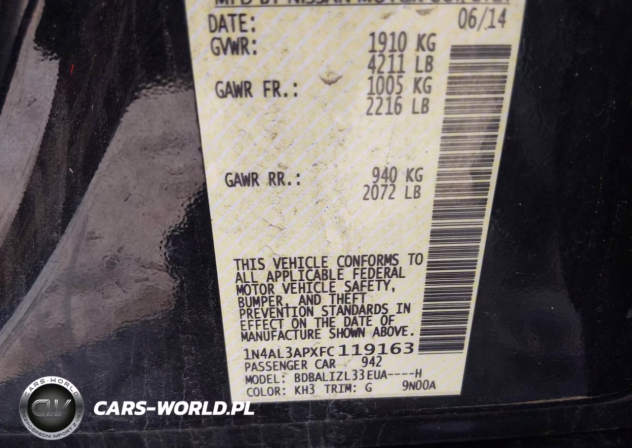 NISSAN ALTIMA 2.5 VIN:1N4AL3APXFC119163 - 9