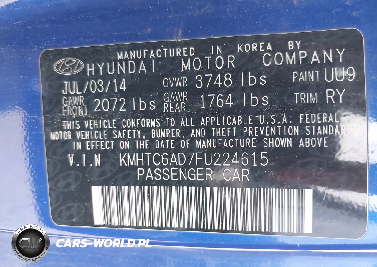 2015 Hyundai Veloster VIN:KMHTC6AD7FU224615 - 9