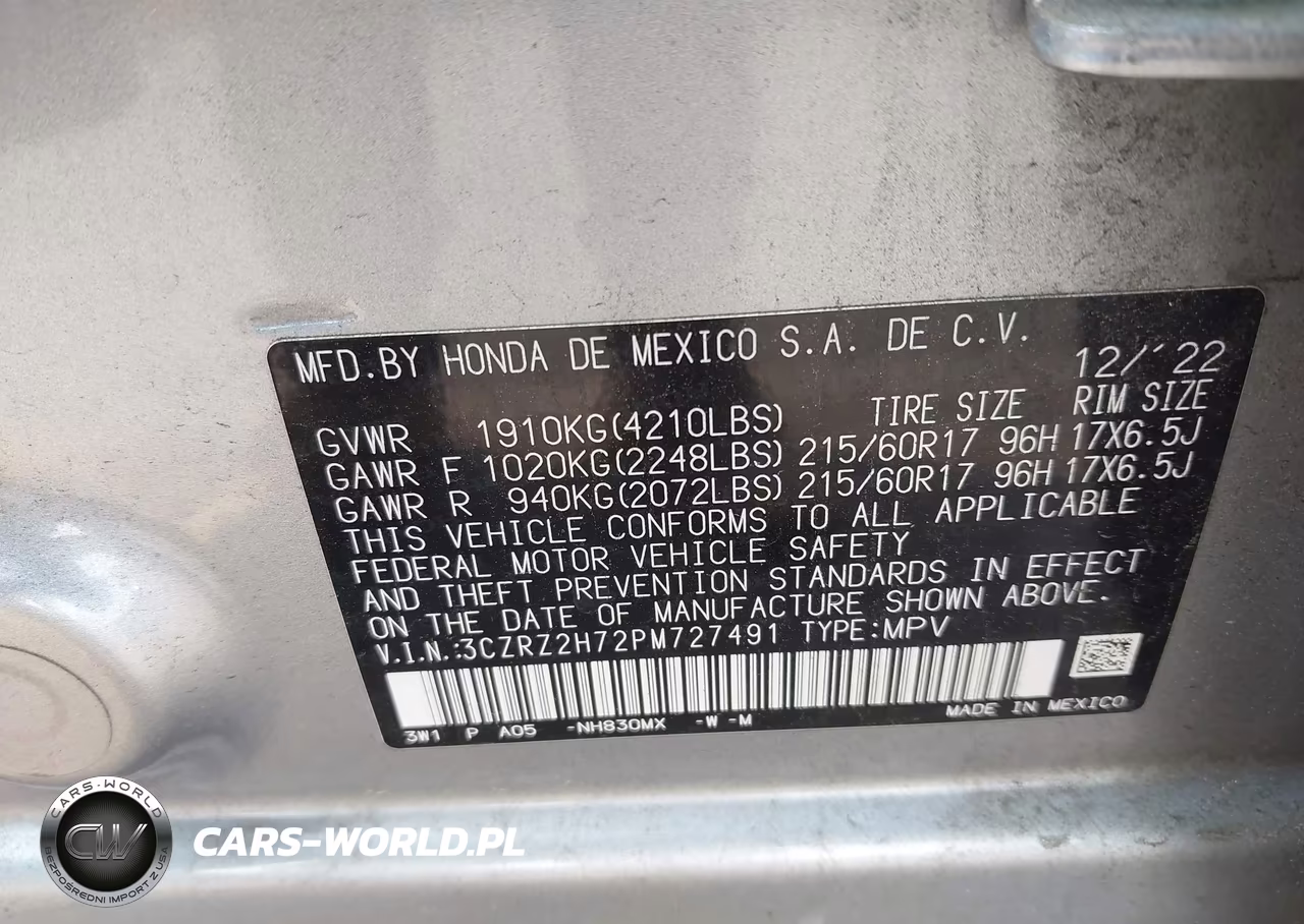 2023 Honda Hr-V Awd Ex-L VIN:3CZRZ2H72PM727491 - 9