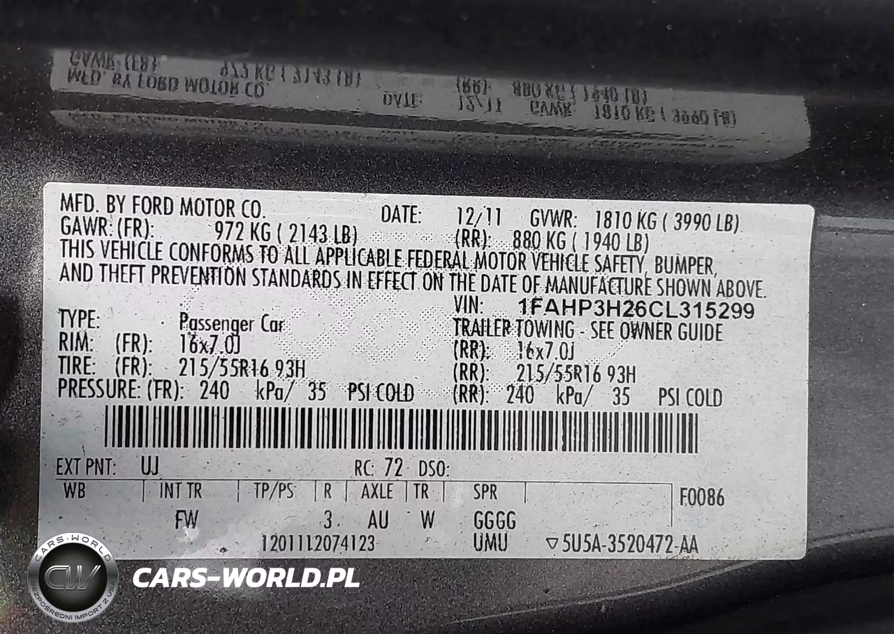 2012 Ford Focus Sel VIN:1FAHP3H26CL315299 - 9