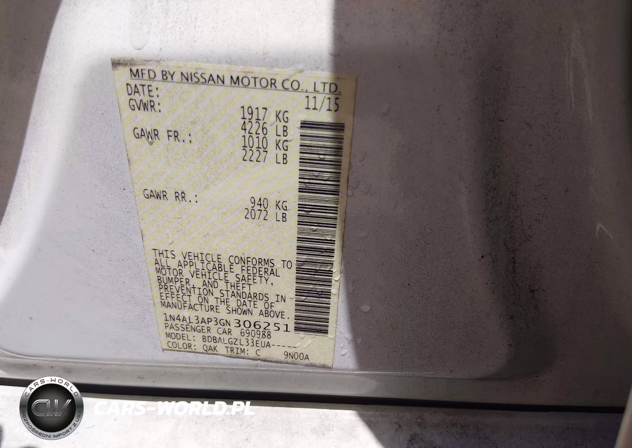 2016 Nissan Altima 2.5-2.5 S-2.5 Sl-2.5 Sr-2.5 Sv VIN:1N4AL3AP3GN306251 - 9