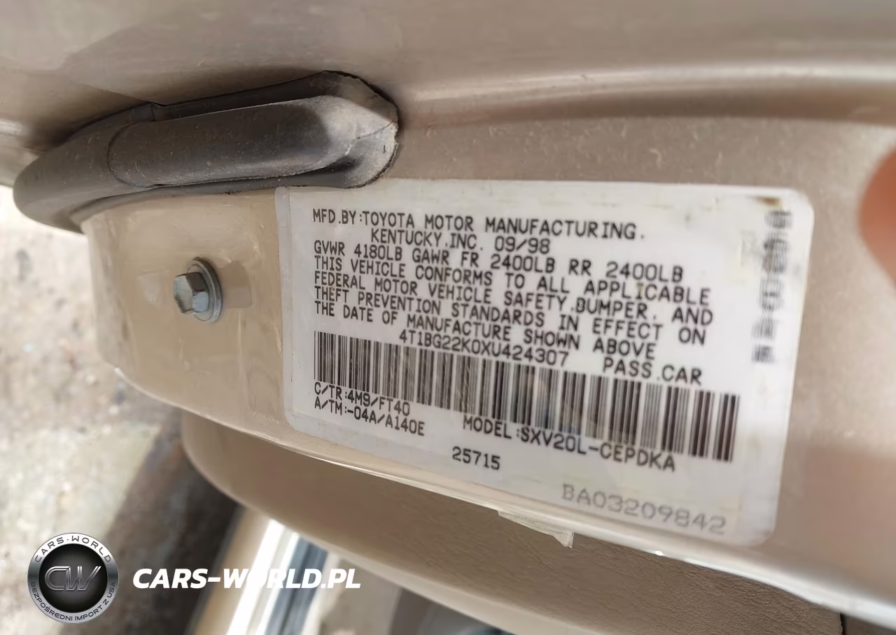 1999 Toyota Camry Ce VIN:4T1BG22K0XU424307 - 9
