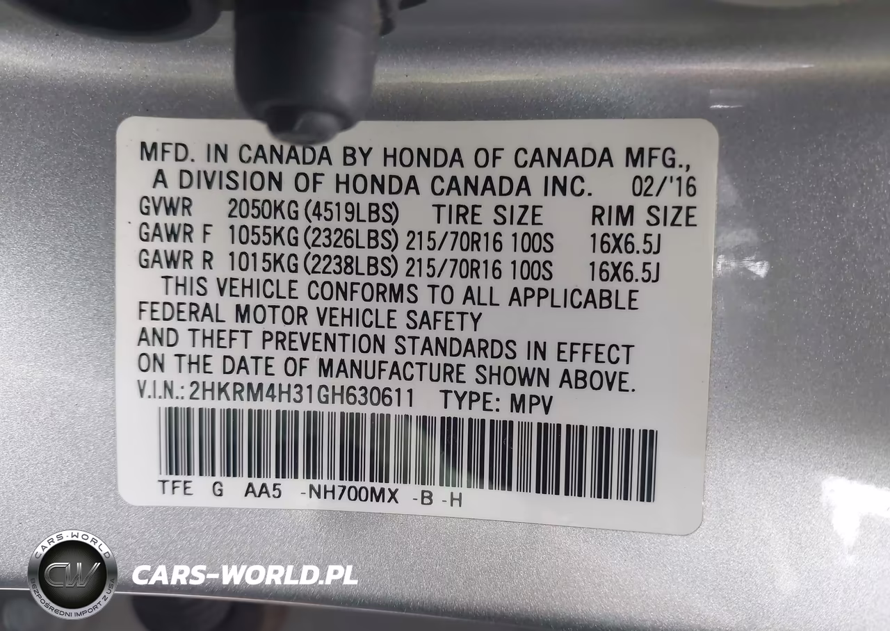 2016 Honda Cr-V Lx VIN:2HKRM4H31GH630611 - 9