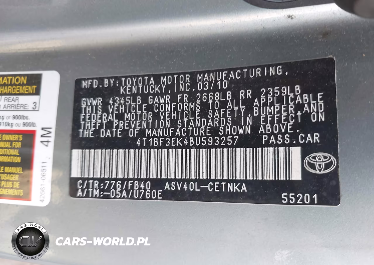 2011 Toyota Camry Le VIN:4T1BF3EK4BU593257 - 9