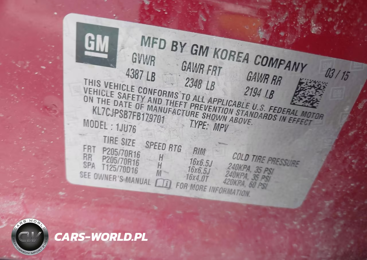 2015 Chevrolet Trax Ls VIN:KL7CJPSB7FB179701 - 9