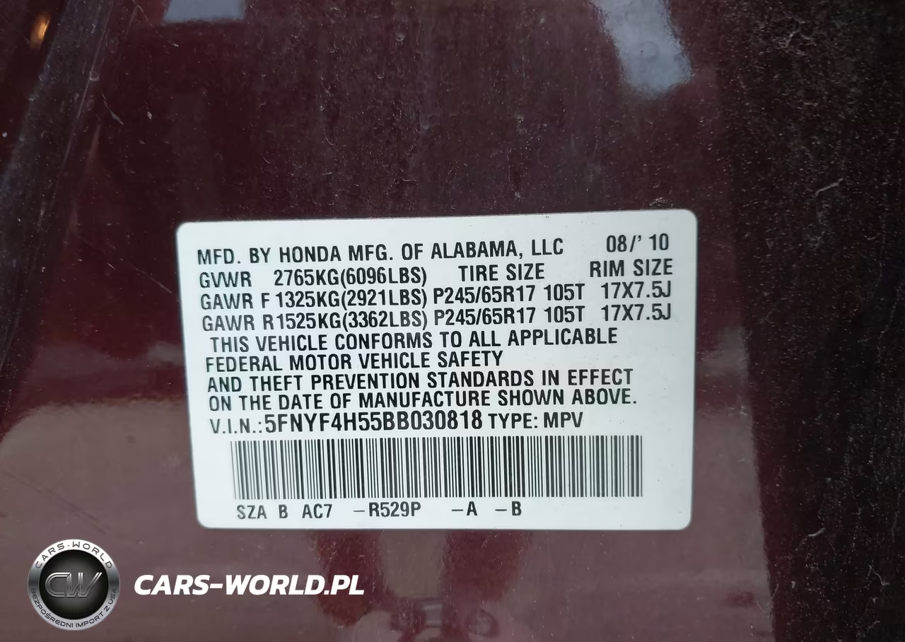 2011 Honda Pilot Ex-L VIN:5FNYF4H55BB030818 - 9