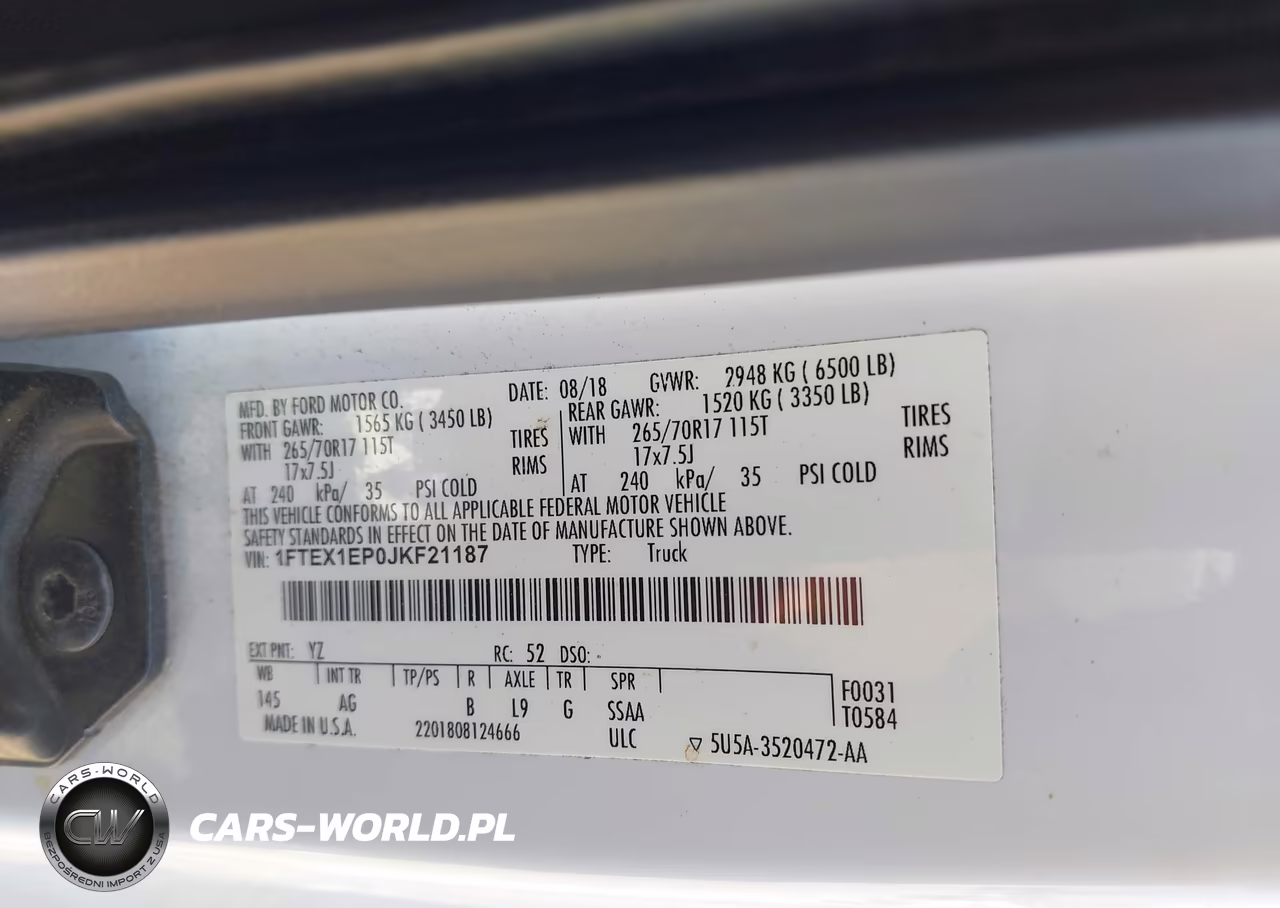 2018 Ford F-150 Xl VIN:1FTEX1EP0JKF21187 - 9
