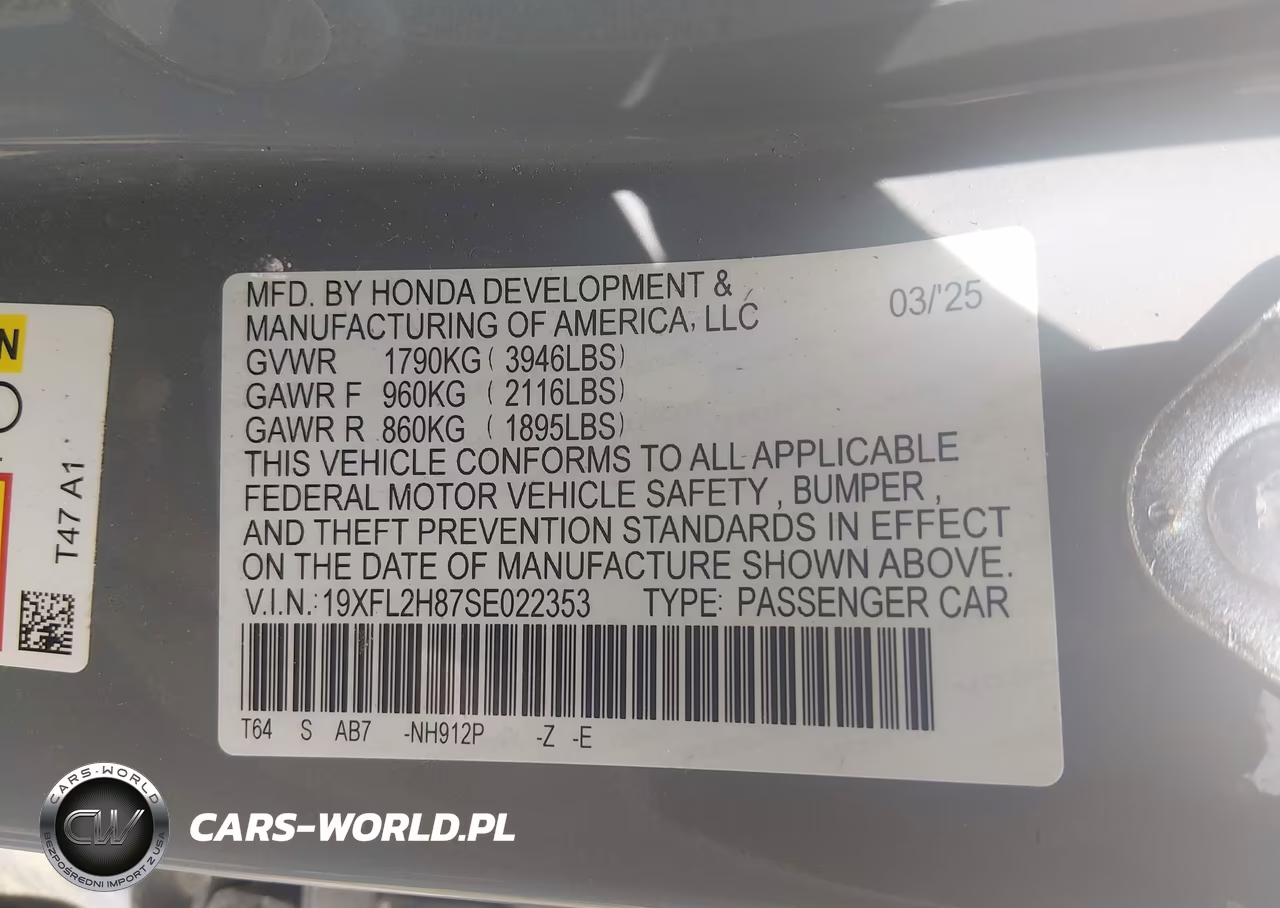 2025 Honda Civic Sedan Sport VIN:19XFL2H87SE022353 - 9