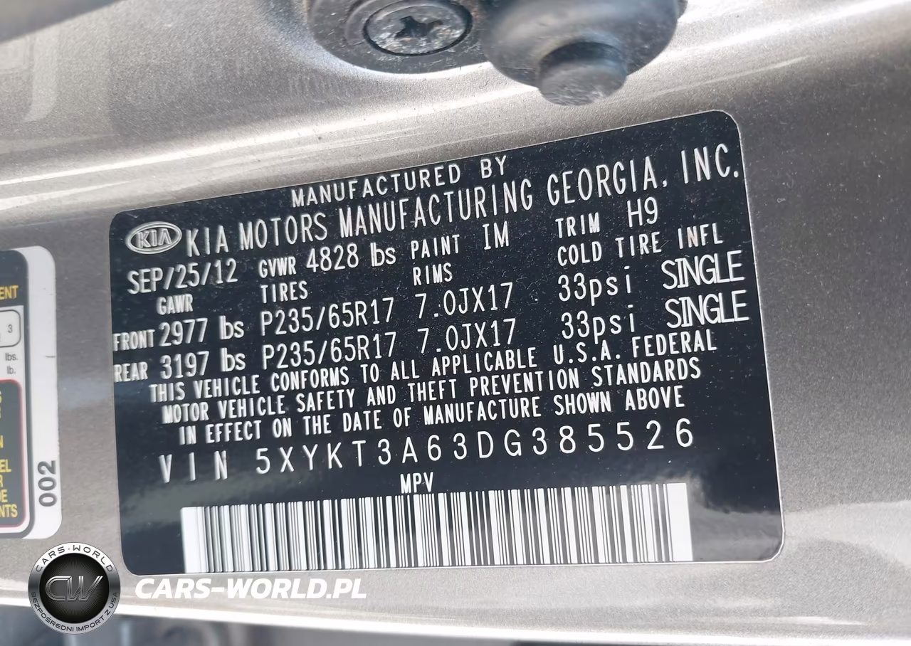 2013 Kia Sorento Lx VIN:5XYKT3A63DG385526 - 9