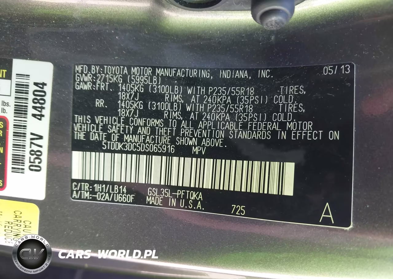 2013 Toyota Sienna Xle 7 Passenger VIN:5TDDK3DC5DS065916 - 9
