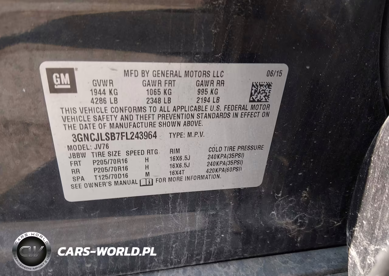 2015 Chevrolet Trax Lt VIN:3GNCJLSB7FL243964 - 9