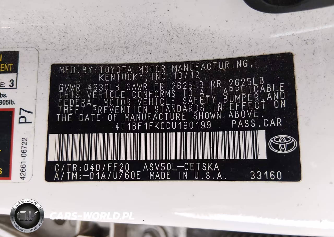 2012 Toyota Camry Se VIN:4T1BF1FK0CU190199 - 9