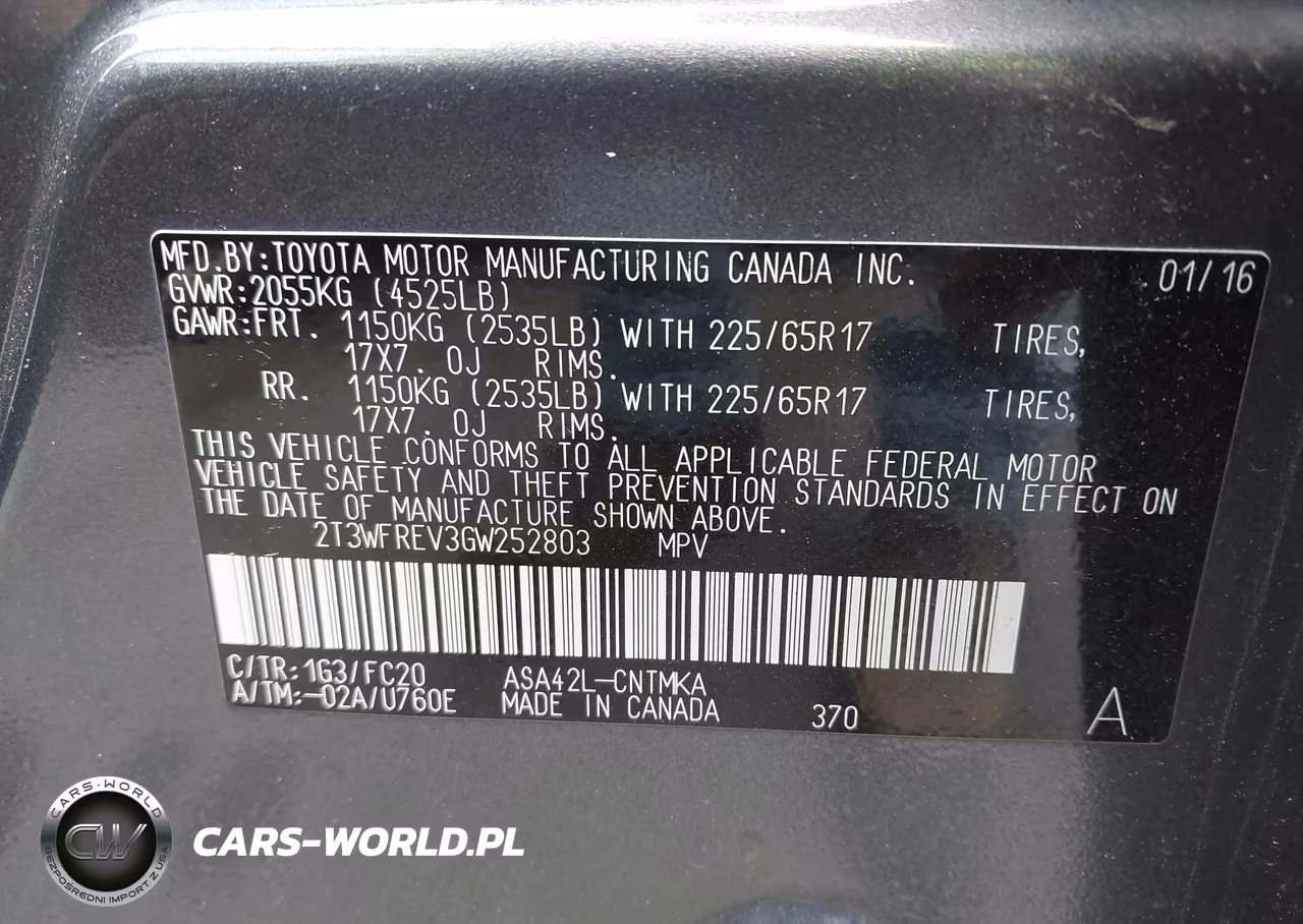 2016 Toyota Rav4 Xle VIN:2T3WFREV3GW252803 - 9