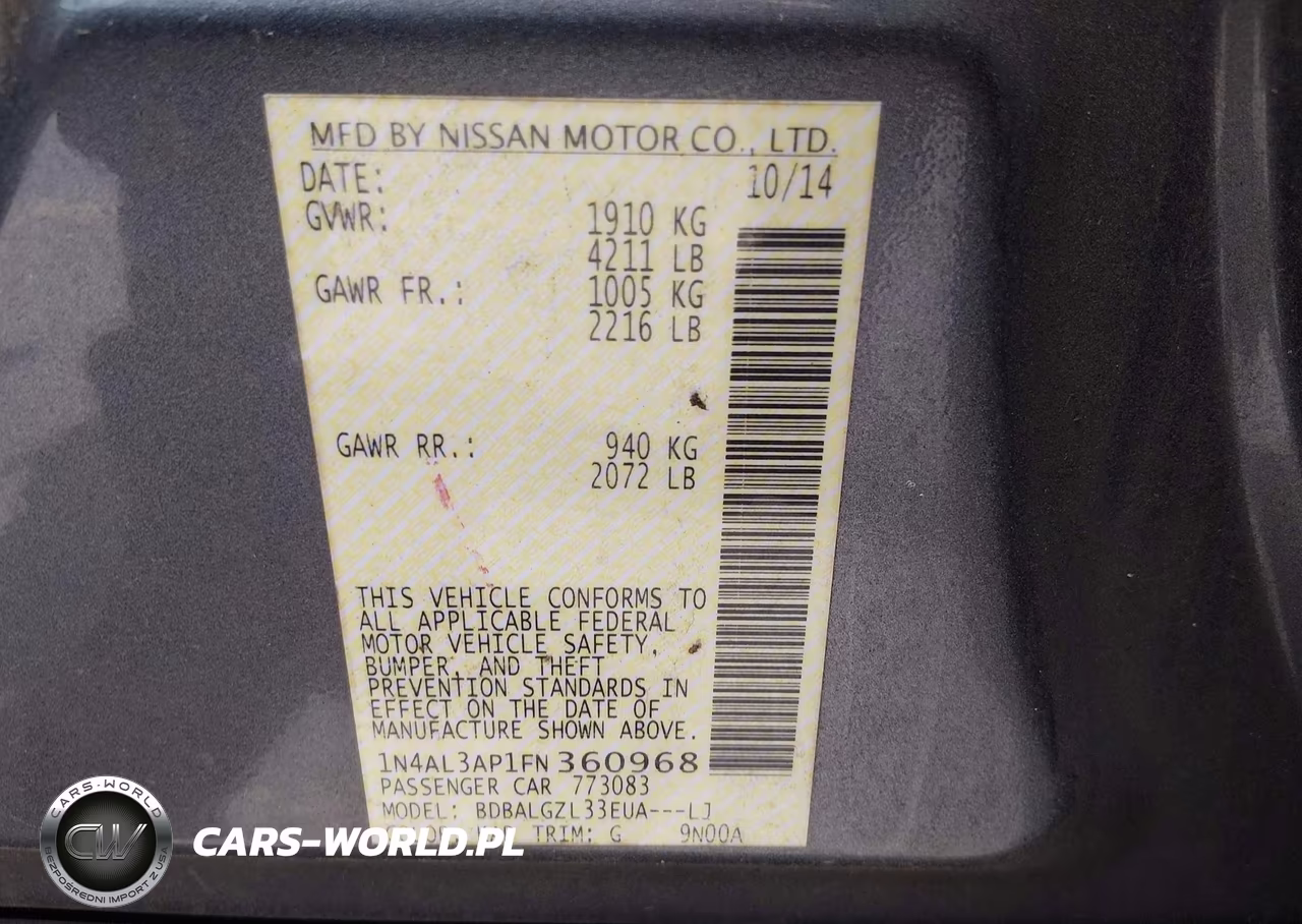 2015 Nissan Altima 2.5 S VIN:1N4AL3AP1FN360968 - 9