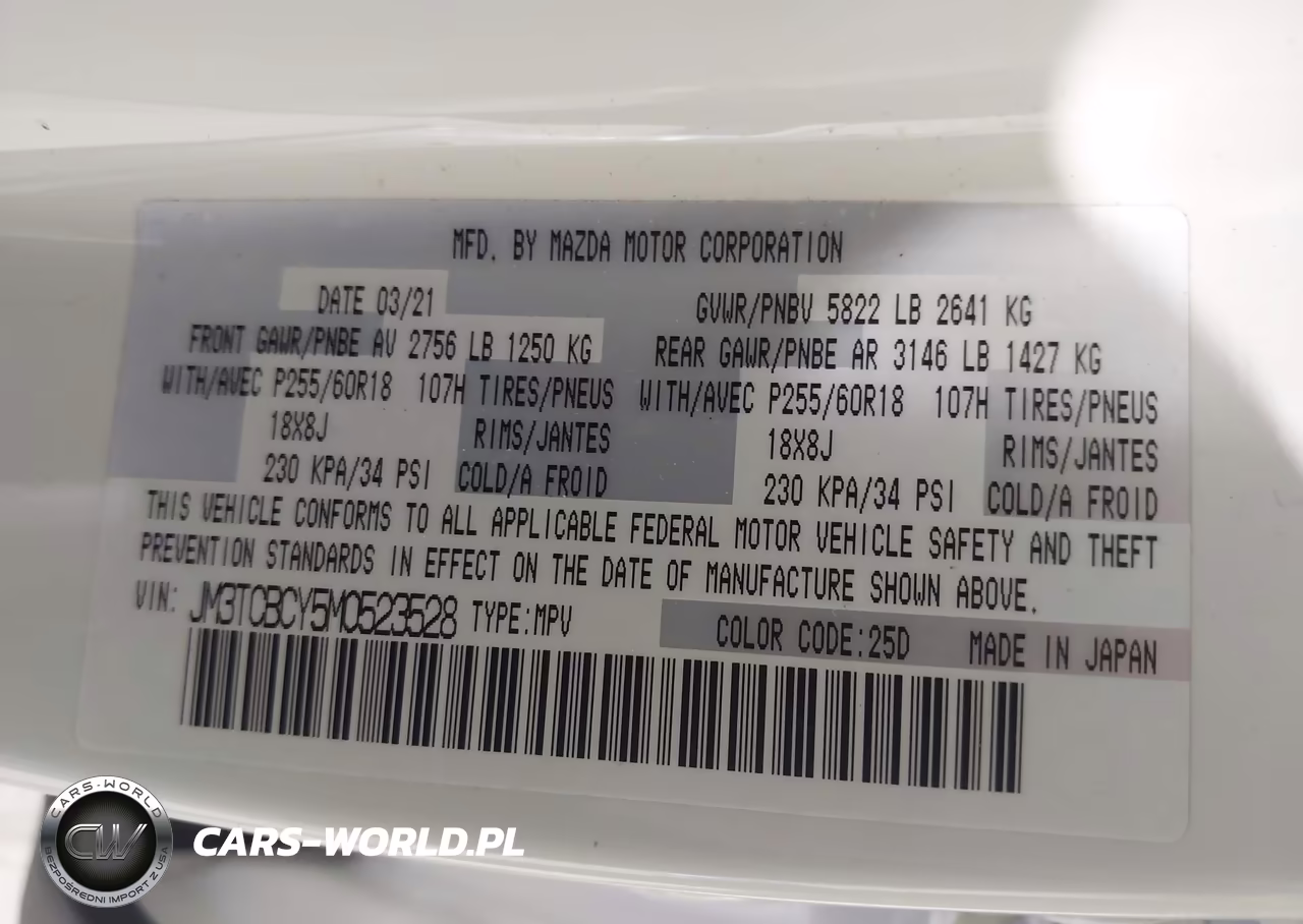 2021 Mazda Cx-9 Touring VIN:JM3TCBCY5M0523528 - 9
