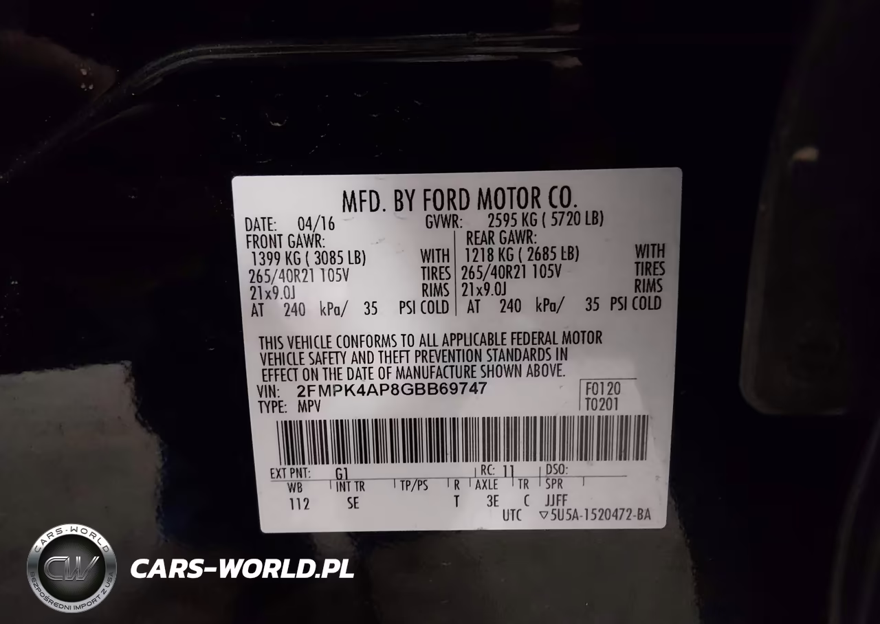2016 Ford Edge Sport VIN:2FMPK4AP8GBB69747 - 9