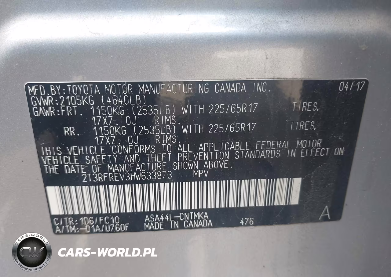 2017 Toyota Rav4 Xle VIN:2T3RFREV3HW633873 - 9