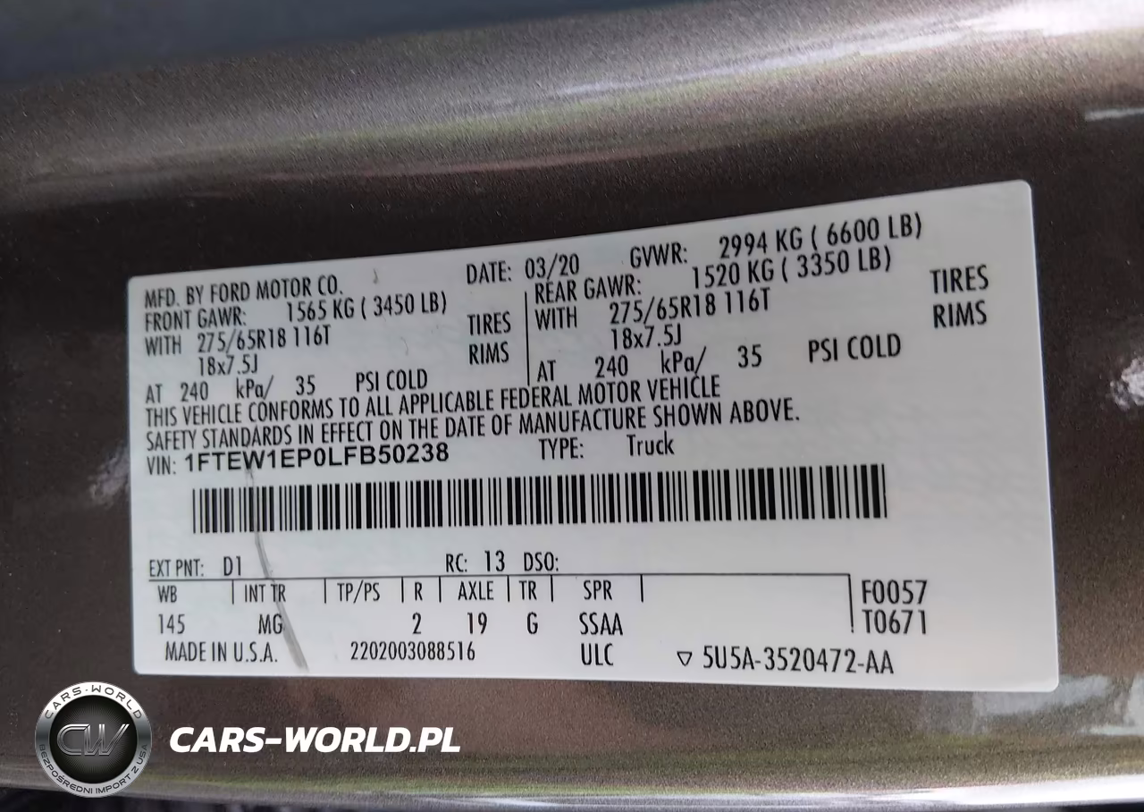 2020 Ford F-150 Xlt VIN:1FTEW1EP0LFB50238 - 9