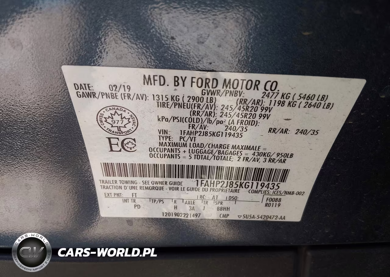 2019 Ford Taurus Limited VIN:1FAHP2J85KG119435 - 9