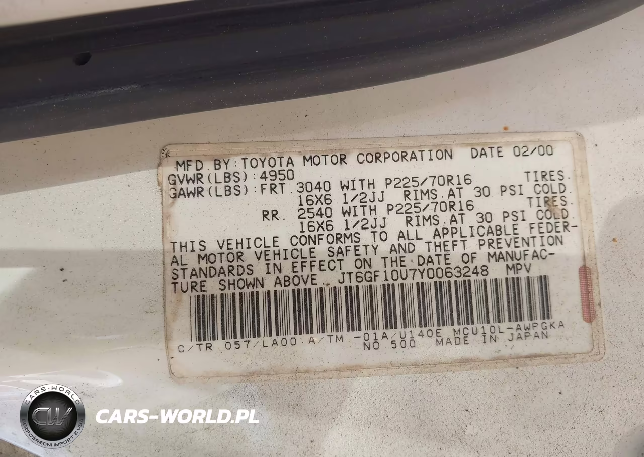2000 Lexus Rx 300 VIN:JT6GF10U7Y0063248 - 8