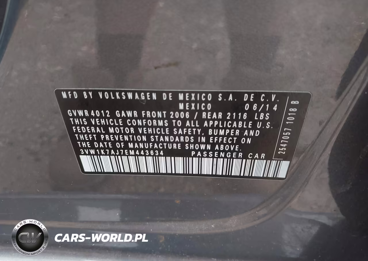 2014 Volkswagen Jetta 2.0L S VIN:3VW1K7AJ7EM443634 - 9