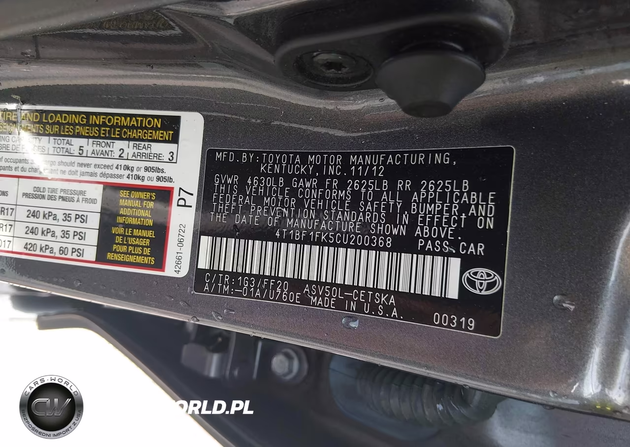 2012 Toyota Camry Se VIN:4T1BF1FK5CU200368 - 9