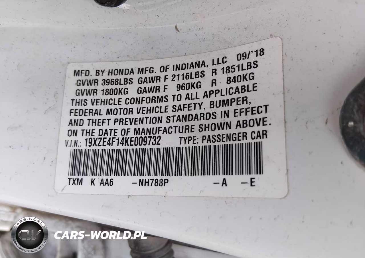 2019 Honda Insight Lx VIN:19XZE4F14KE009732 - 9
