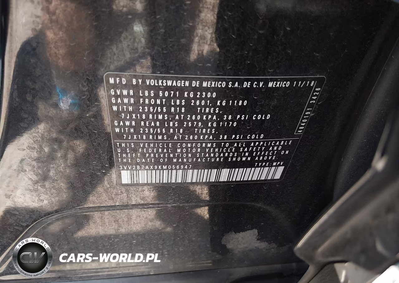 2019 Volkswagen Tiguan 2.0T Se-2.0T Sel-2.0T Sel R-Line-2.0T Sel R-Line Black VIN:3VV2B7AX9KM056947 - 9