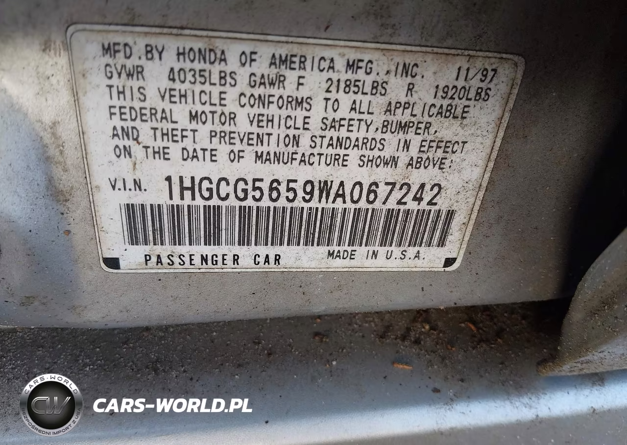 1998 Honda Accord Ex VIN:1HGCG5659WA067242 - 9
