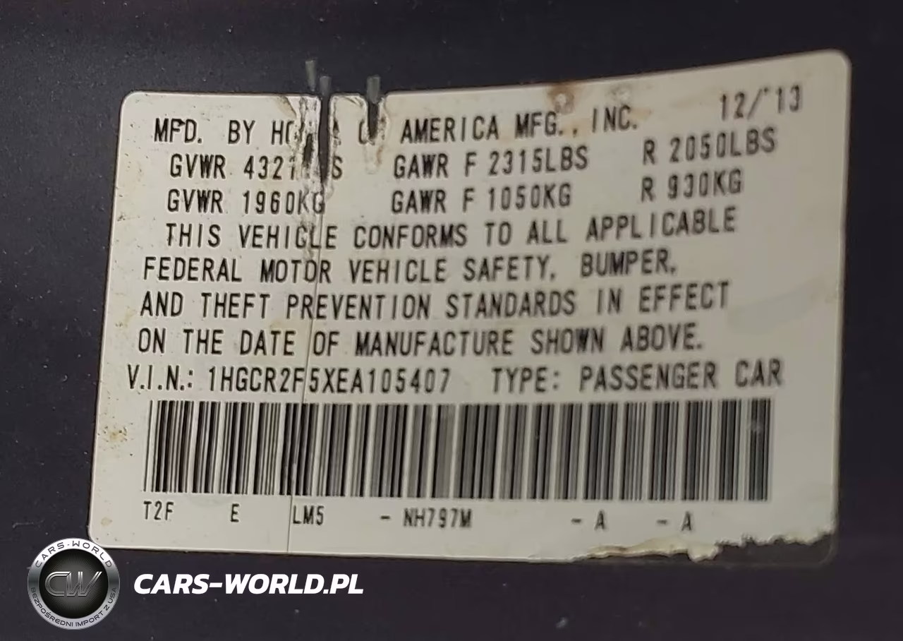 2014 Honda Accord Sport VIN:1HGCR2F5XEA105407 - 9