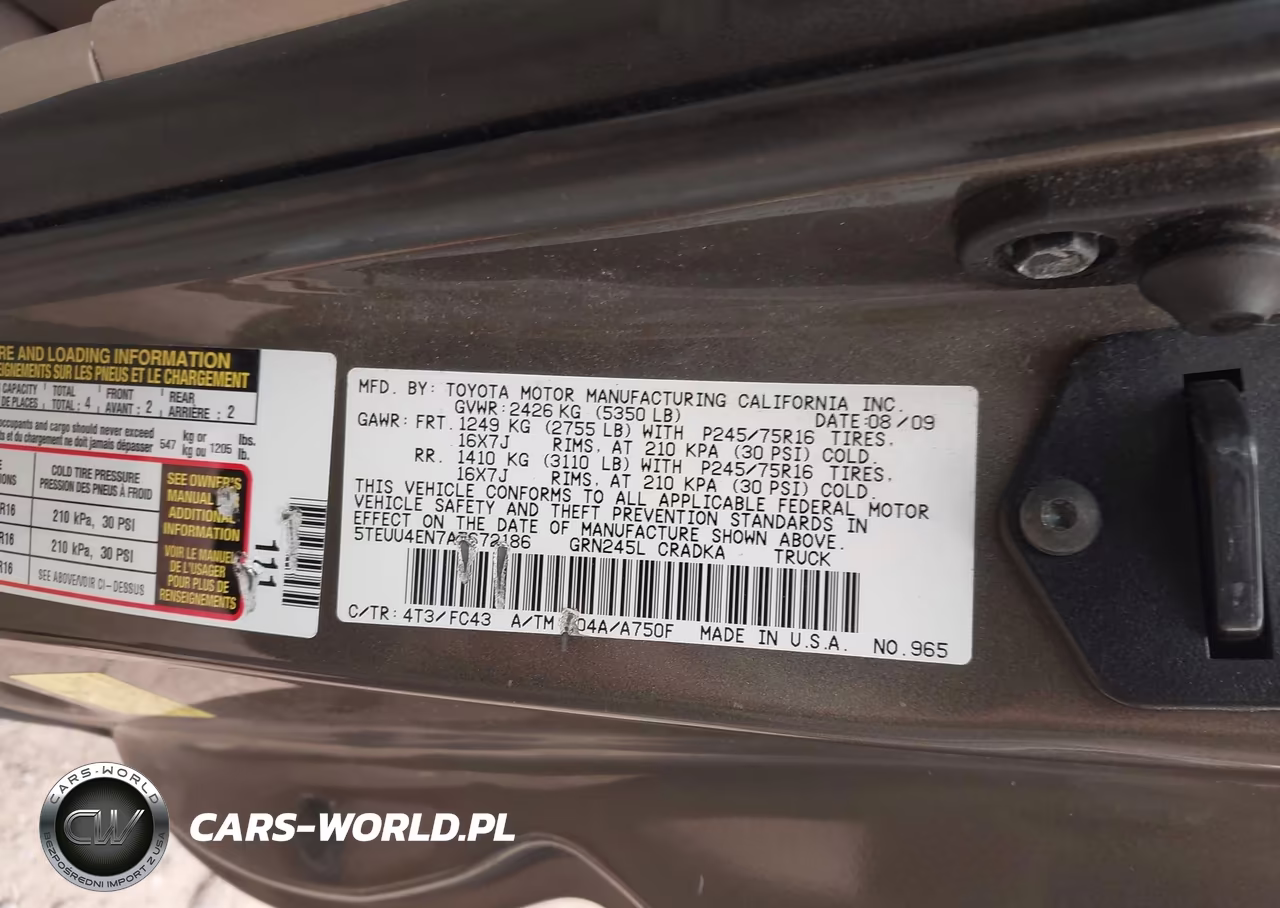 2010 Toyota Tacoma Base V6 VIN:5TEUU4EN7AZ672186 - 9