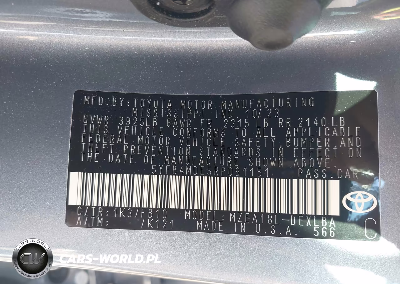 2024 Toyota Corolla Le VIN:5YFB4MDE5RP091151 - 9