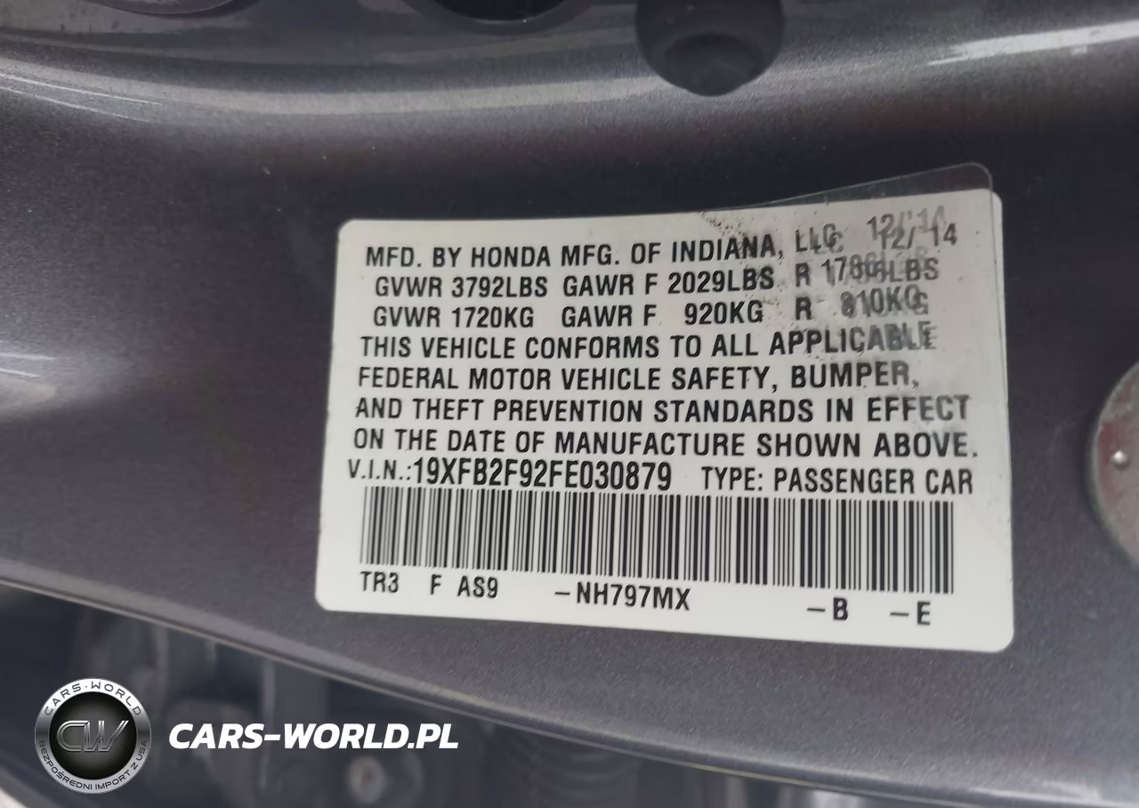 2015 Honda Civic Ex-L VIN:19XFB2F92FE030879 - 9