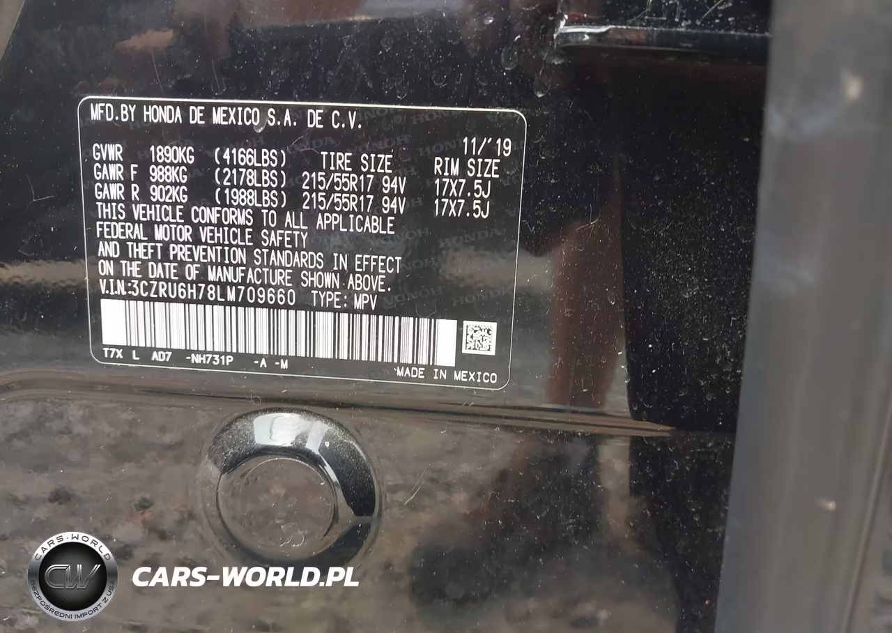 2020 Honda Hr-V Awd Ex-L VIN:3CZRU6H78LM709660 - 9