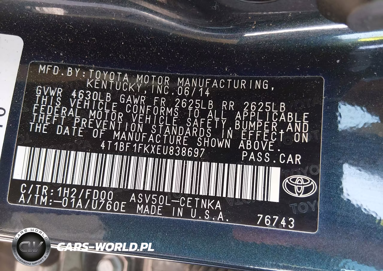 2014 Toyota Camry Le VIN:4T1BF1FKXEU838697 - 9
