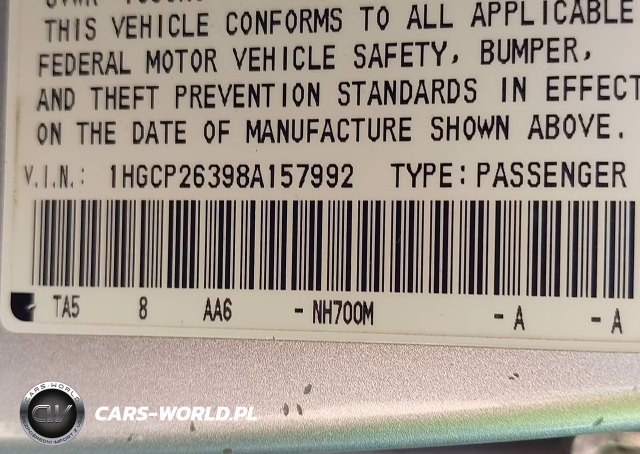 2008 Honda Accord 2.4 Lx VIN:1HGCP26398A157992 - 9